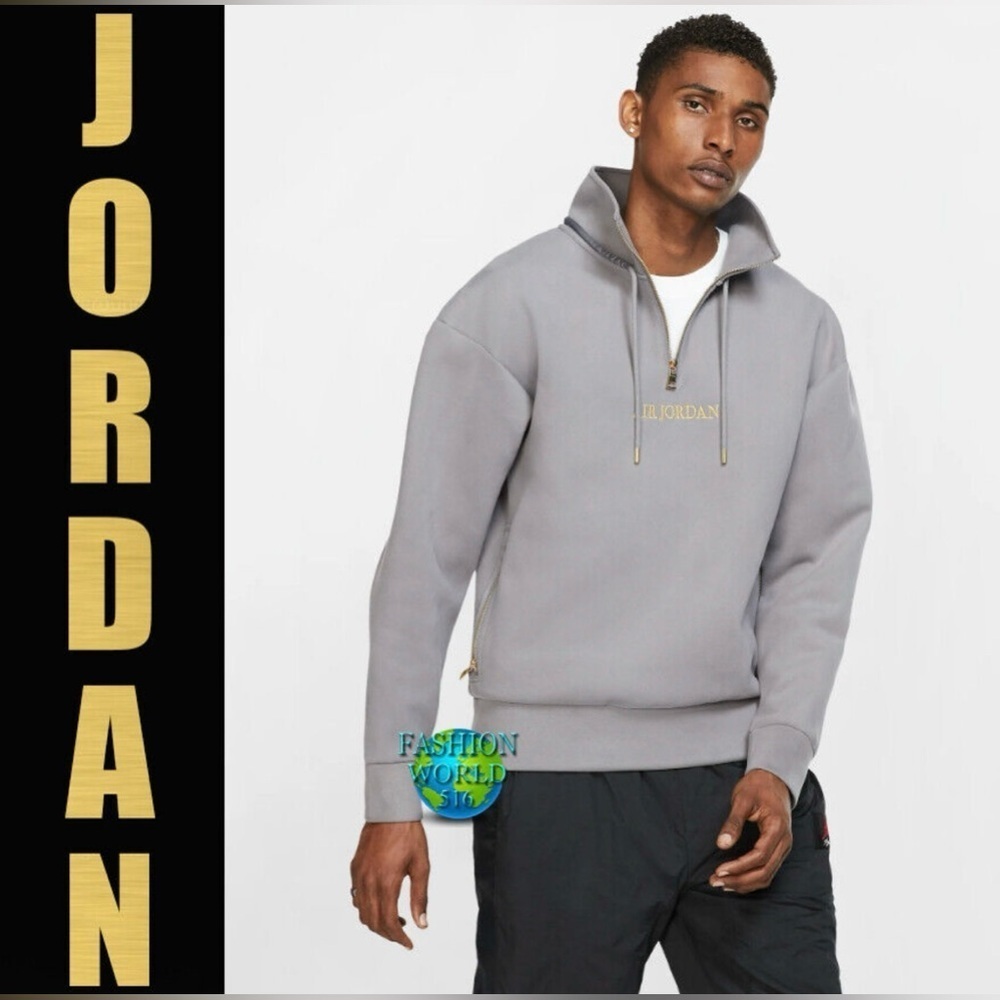 NEW Nike Air Jordan Remastered 1/4 Zip Grey Pullover Size Medium